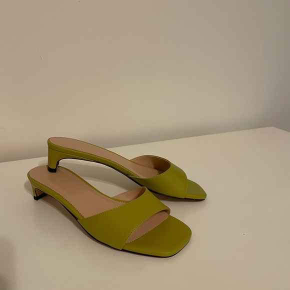J. Crew Chartreuse Heeled Mules - Picture 1 of 6